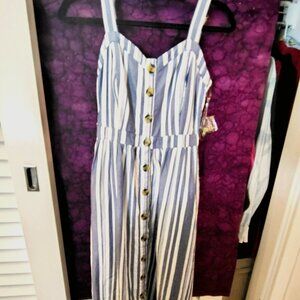 Time and Tru Midi Button-Front Dress – Pinstriped, Classic & Casual NWT